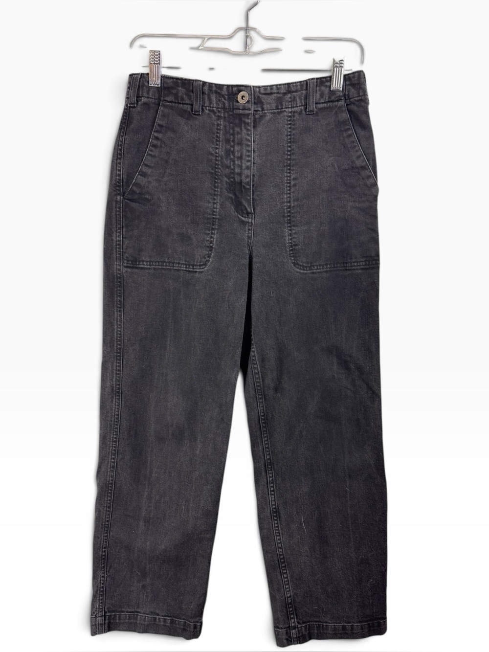 Toast Trousers Size 8 Black Denim Cropped Jeans Wide Leg Chore Workwear